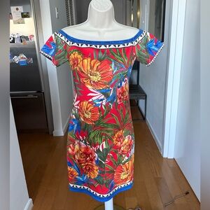 Flying Tomato Tropical Floral Off-Shoulder Mini Dress